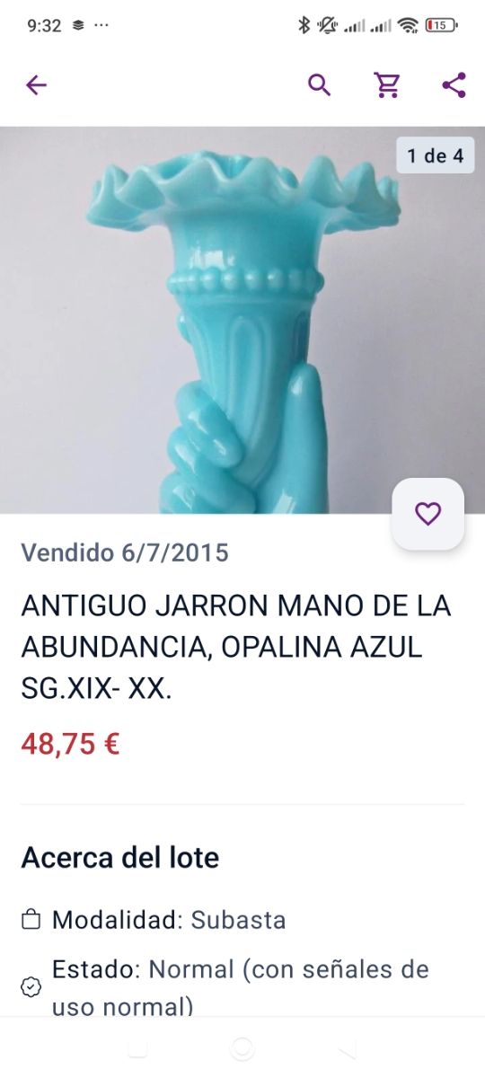 Violetero Vaso opalino blu vintage