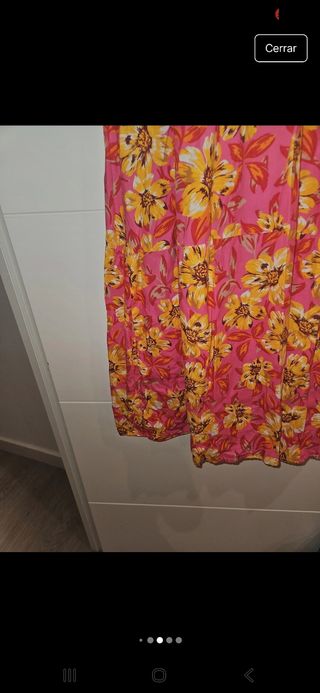 Vestido floral largo rosa-amarillo