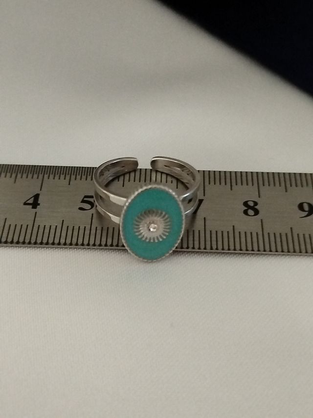 Anillo turquesa claro de acero inoxidable