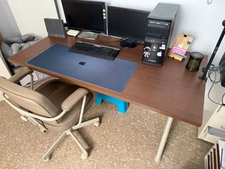 Mesa escritorio marrón - madera y metal