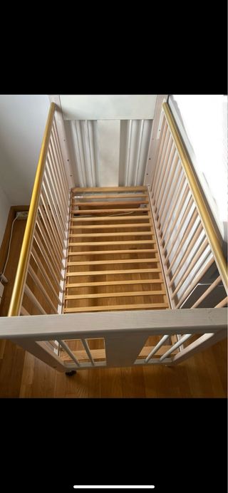 Cuna colecho blanco/madera- ruedas