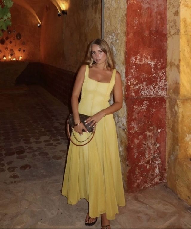 Vestido midi ZARA amarillo
