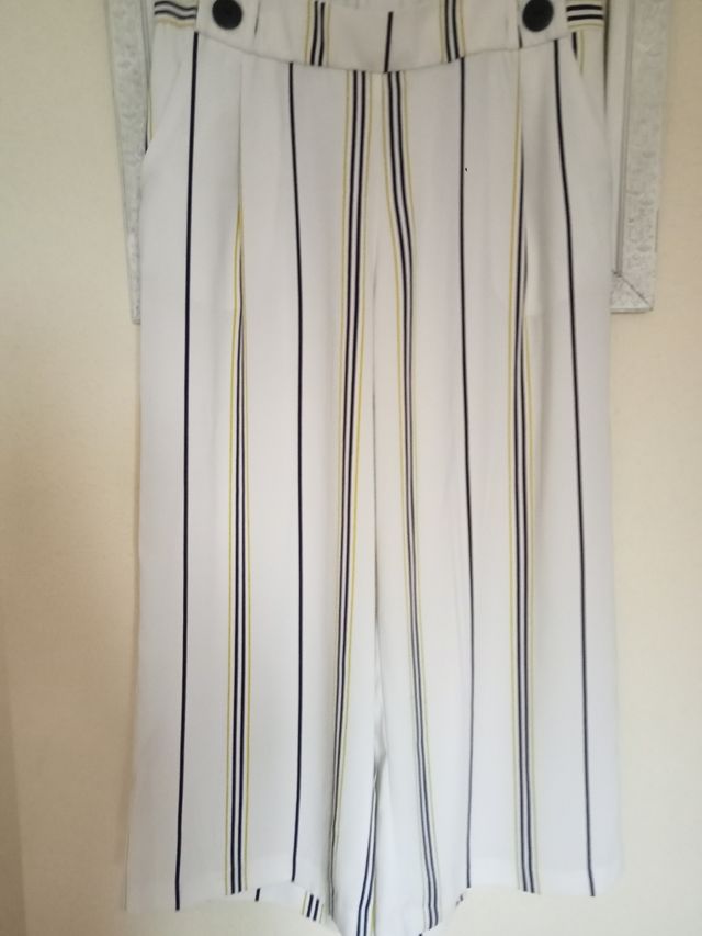 Pantalones Zara rayas blanco, amarillo y negro