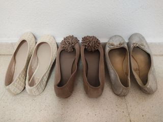 Manoletinas beige y marrón
