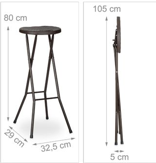 Relaxdays Bastian, sgabello da bar pieghevole, set di 2