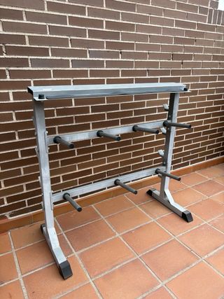 Soporte / rack barras, pesas o mancuernas y discos