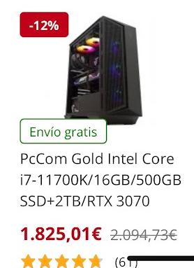 PC Gamer i7 RTX 3070 - Refrigeración Liquida