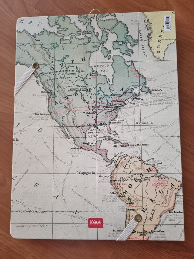 Planificador: Portapapeles mapa vintage