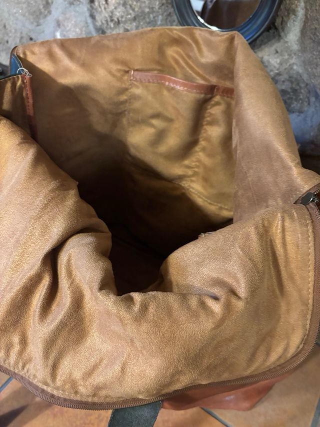 Mala de viagem em couro castanho-preto