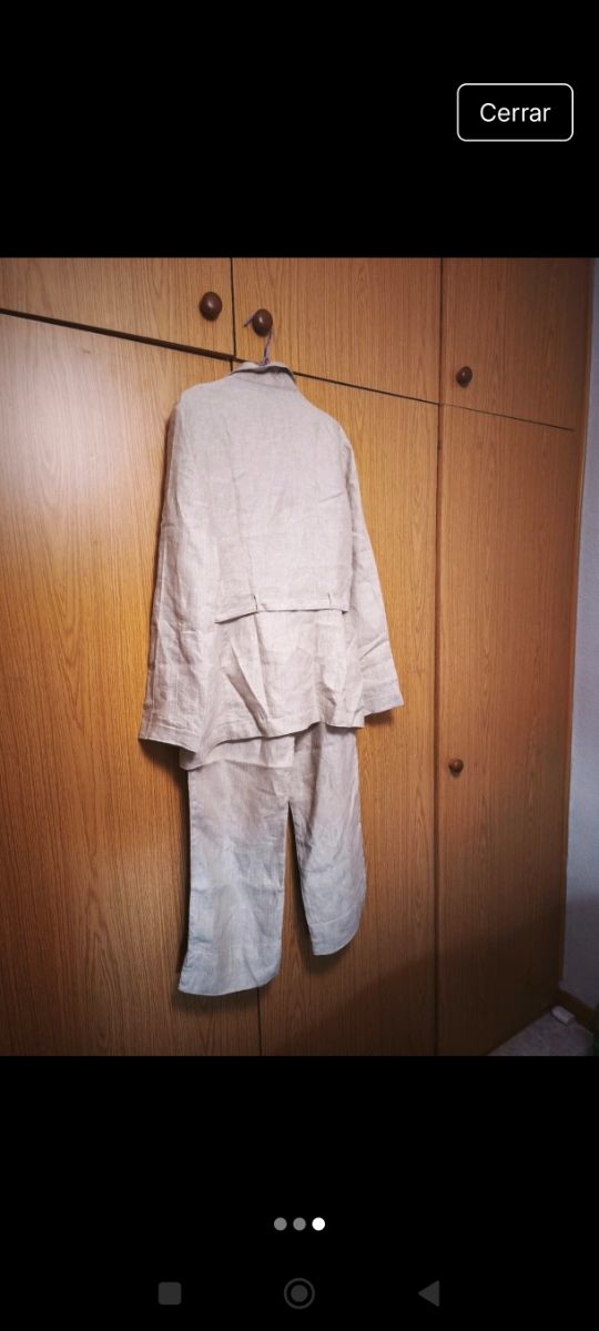 Conjunto lino beige mujer