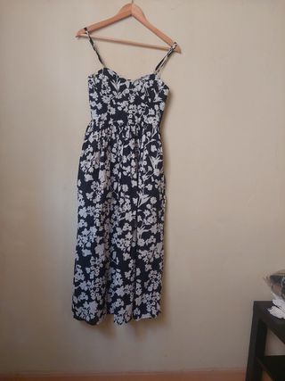 Vestido floral blanco y negro