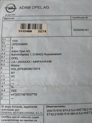 Cotxe segona mà Opel Mokka - coche segunda mano