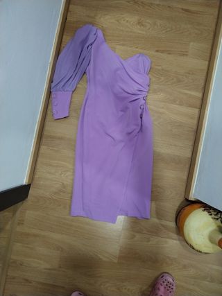 Vestido fiesta asimétrico morado