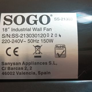 Ventilador industrial 150W Sogo