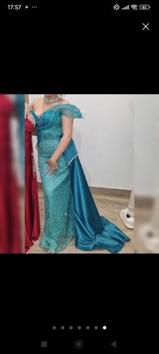 Vestido de fiesta largo turquesa boda gitana