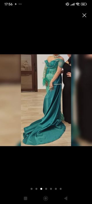 Vestido de fiesta largo turquesa boda gitana