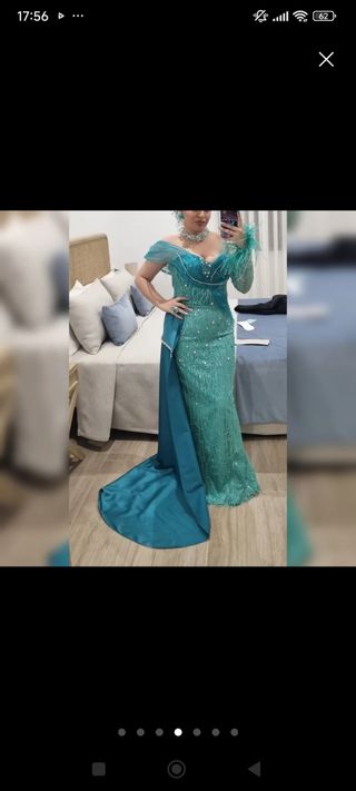 Vestido de fiesta largo turquesa boda gitana