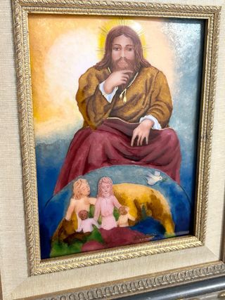 Cuadro antiguo Jesús niños