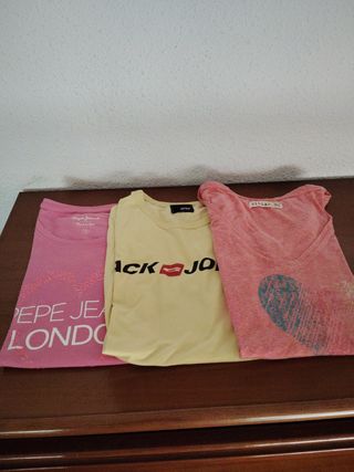 3 Camisetas M - Billabong, Jack Jones, Pepe Jeans 