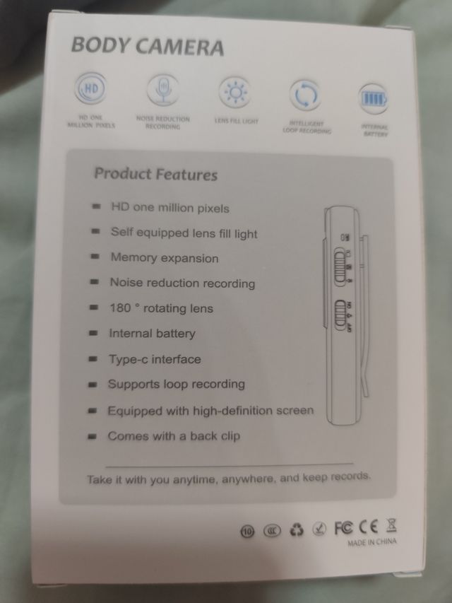 Bodycam Full HD schermo LCD visione notturna