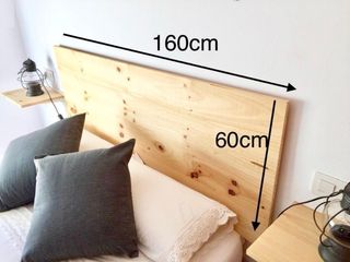 Cabecero + mesitas noche pino