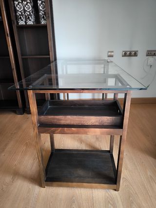 Mesa escritorio cristal madera