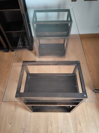 Mesa escritorio cristal madera