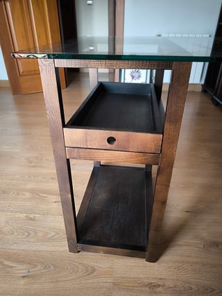 Mesa escritorio cristal madera