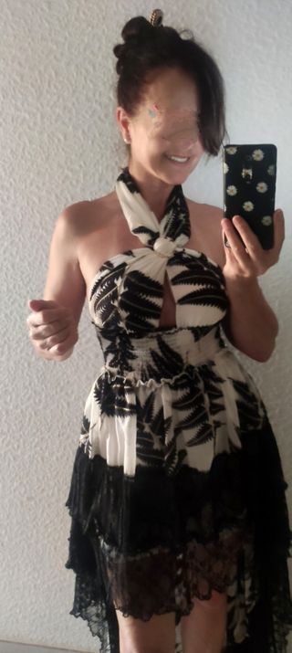 Vestido boho Laurie & Joe blanco-negro