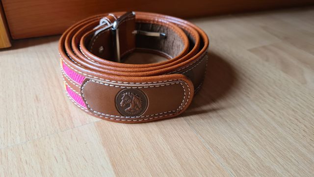 Cinturón cuero marrón - rosa