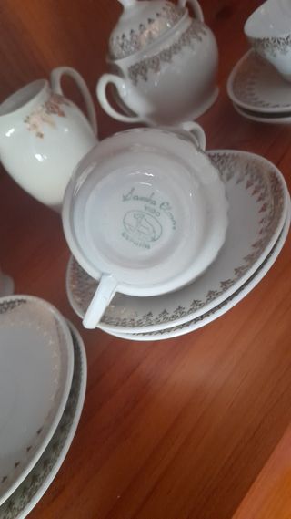 Juego de café porcelana dorado