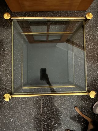 Mesa centro dorada cristal