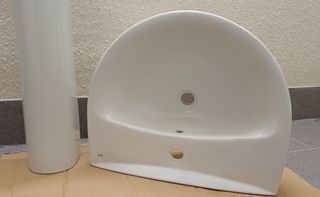 Lavabo + pedestal porcelana blanco