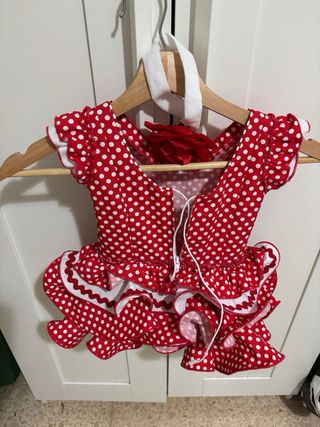Vestido niña flamenca lunares rojo