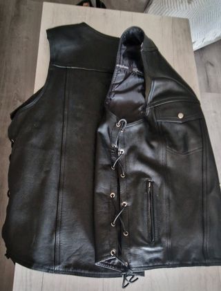 Chaleco cuero negro XL