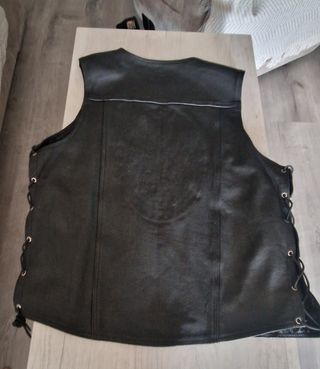 Chaleco cuero negro XL