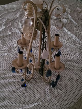 Lampara techo vintage beige-azul