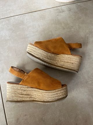 Sandalias cuña esparto marrón tienda local