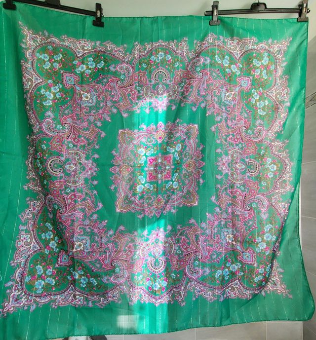 Foulard vintage verde|rosa