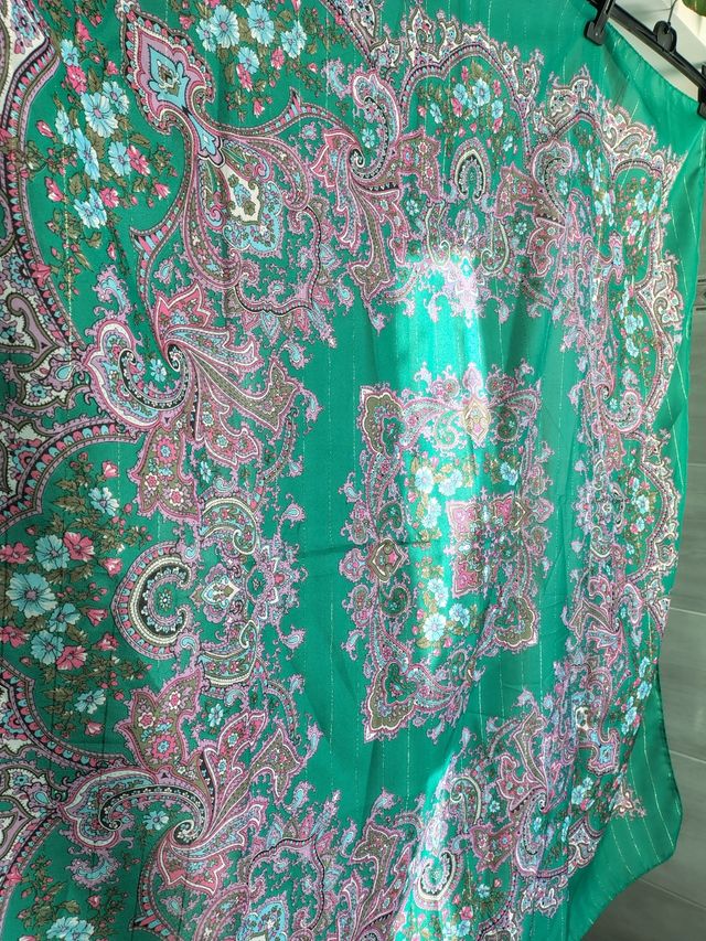 Foulard vintage verde|rosa