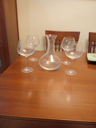 Decantador + 4 copas cristal Bohemia