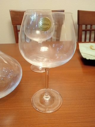 Decantador + 4 copas cristal Bohemia