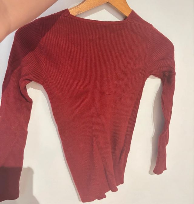 Blusa roja manga larga  - Tejido