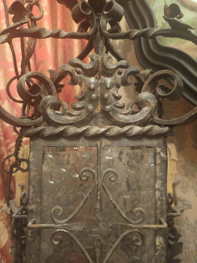 Farol antiguo hierro forja siglo XIX