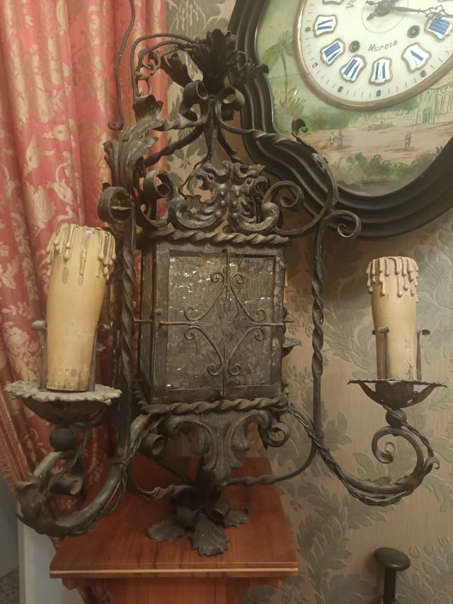 Farol antiguo hierro forja siglo XIX