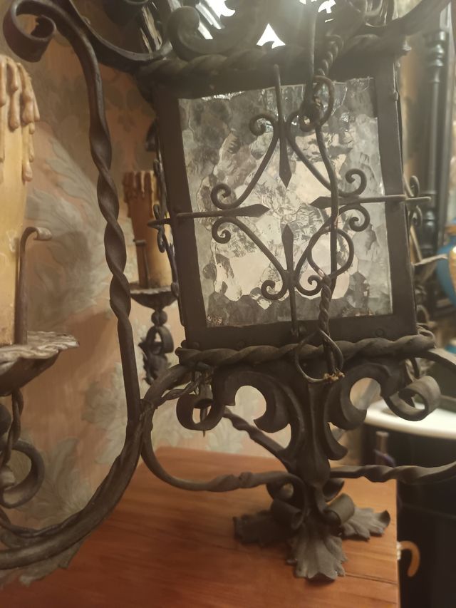 Farol antiguo hierro forja siglo XIX