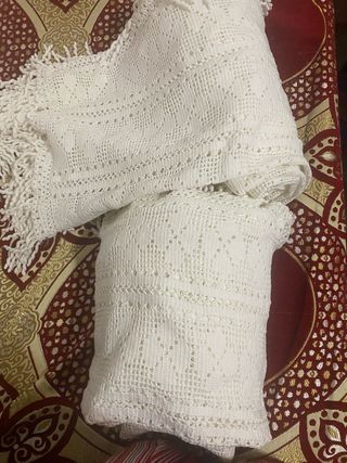 Manta ganchillo algodón blanco