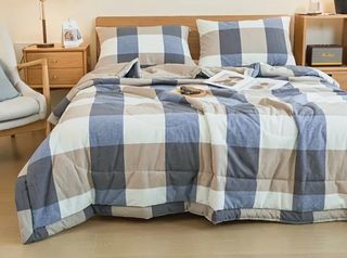 Colcha algodón | azul beige - 3 piezas