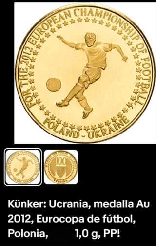 Medalla Oro Eurocopa 2012 Polonia-Ucrania