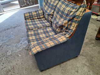 Sofá 2 plazas - Azul y Beige